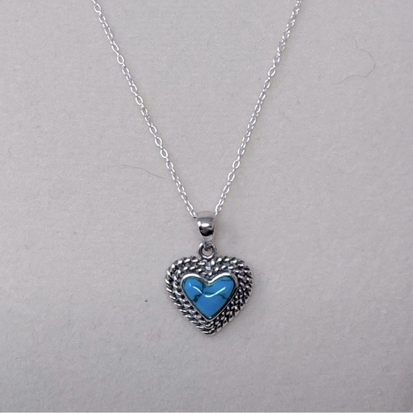 none Jewelry - Thailand 925 sterling turquoise dainty heart necklace new never worn